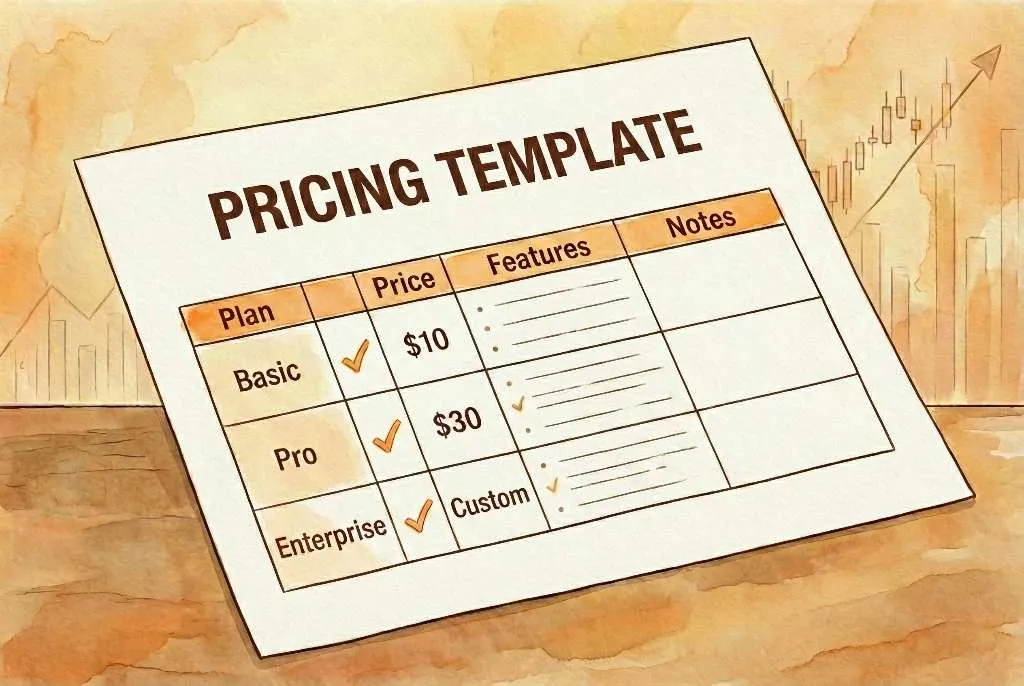 Spreadsheet layout for country-based pricing.