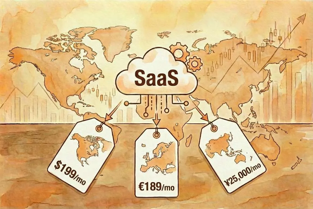SaaS pricing tiers across multiple regions.